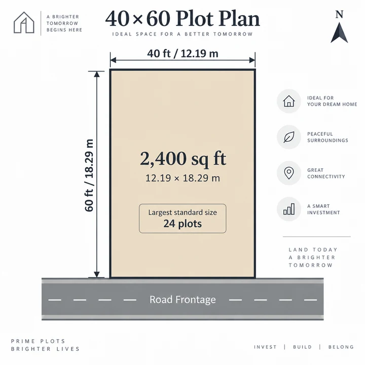 Adarsh Forest Glen 40 x 60 ft plot plan, 2,400 sq ft (12.19 x 18.29 m)